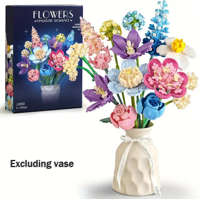 Home Office Building - 865pcs Rose, Narcissus, Hydrangea Flower Building