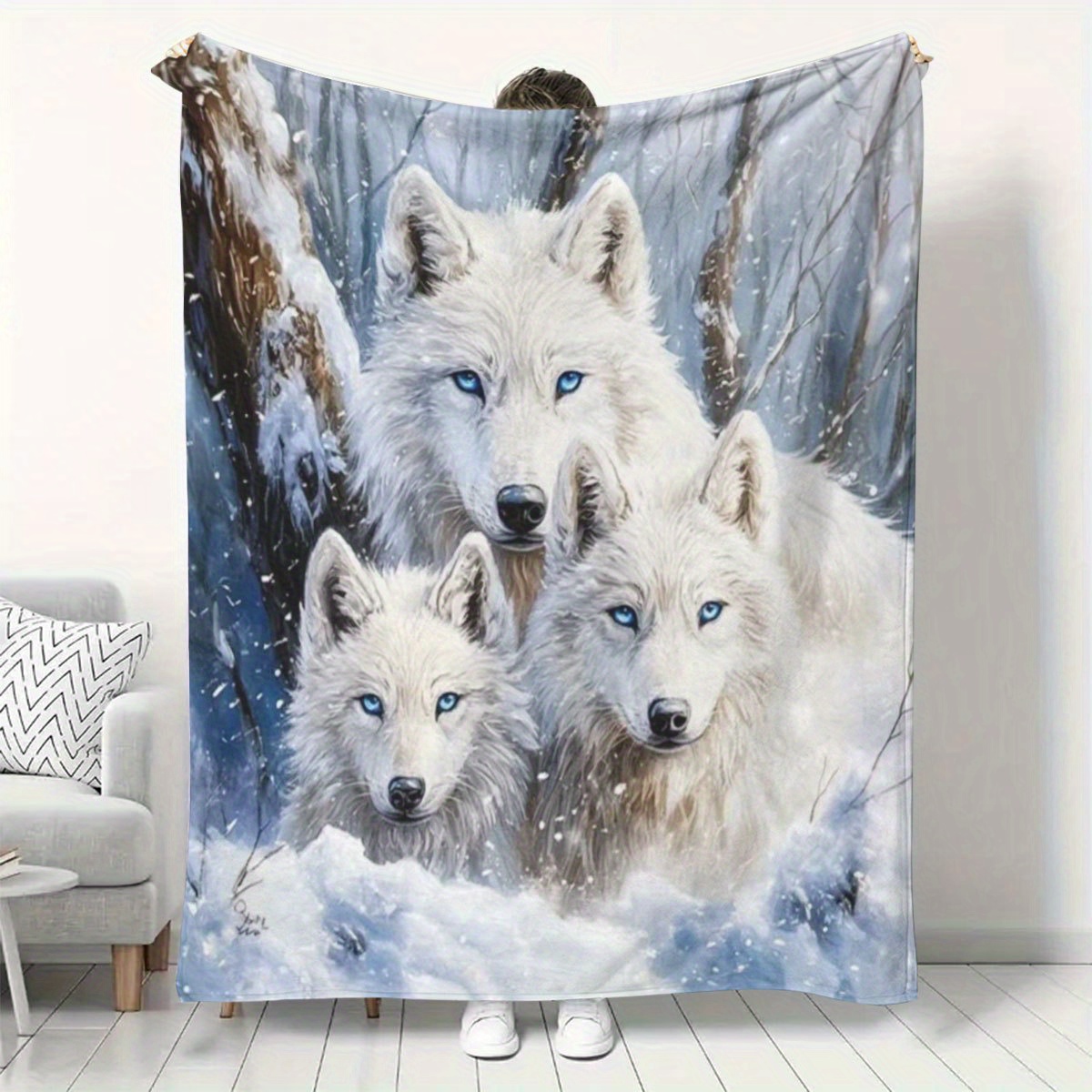 Home Office Cozy - Luxurious Snowy Wolf Pack Winter Scene