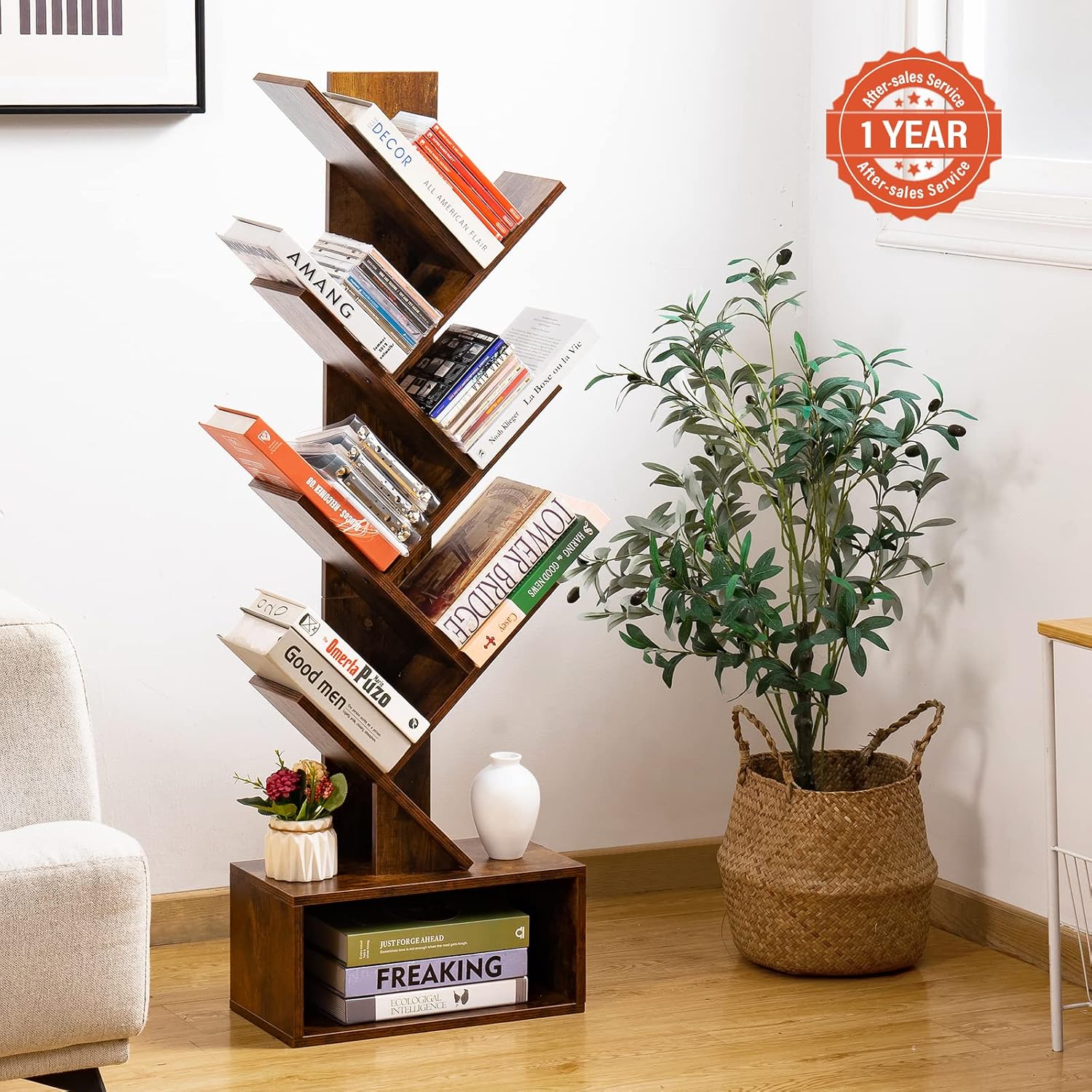 Yoobure Tree Bookshelf - 6 She - Bookcase Wood Shelf 评论和价格