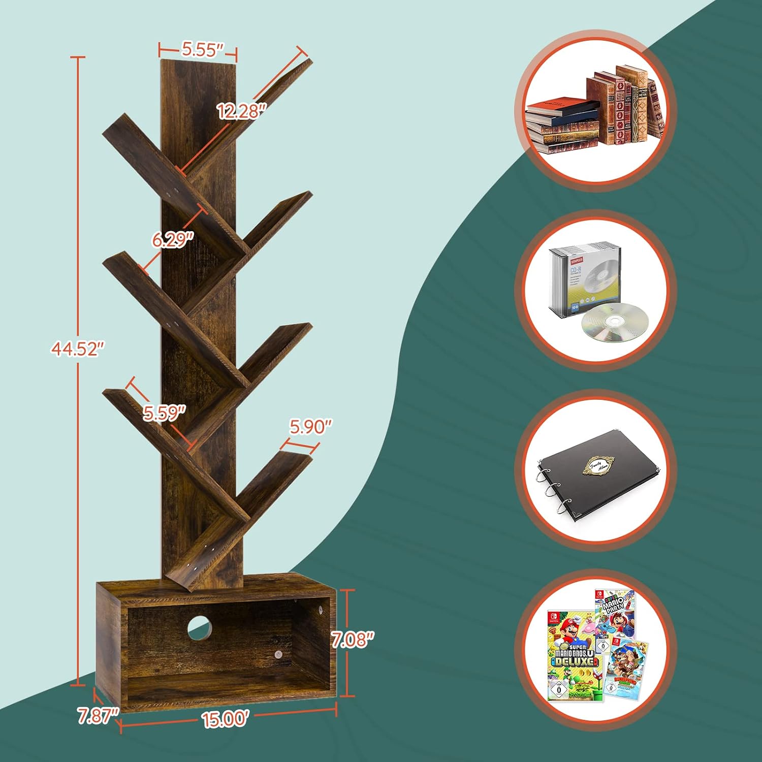 Yoobure Tree Bookshelf - 6 She - Bookcase Wood Shelf 评论和价格