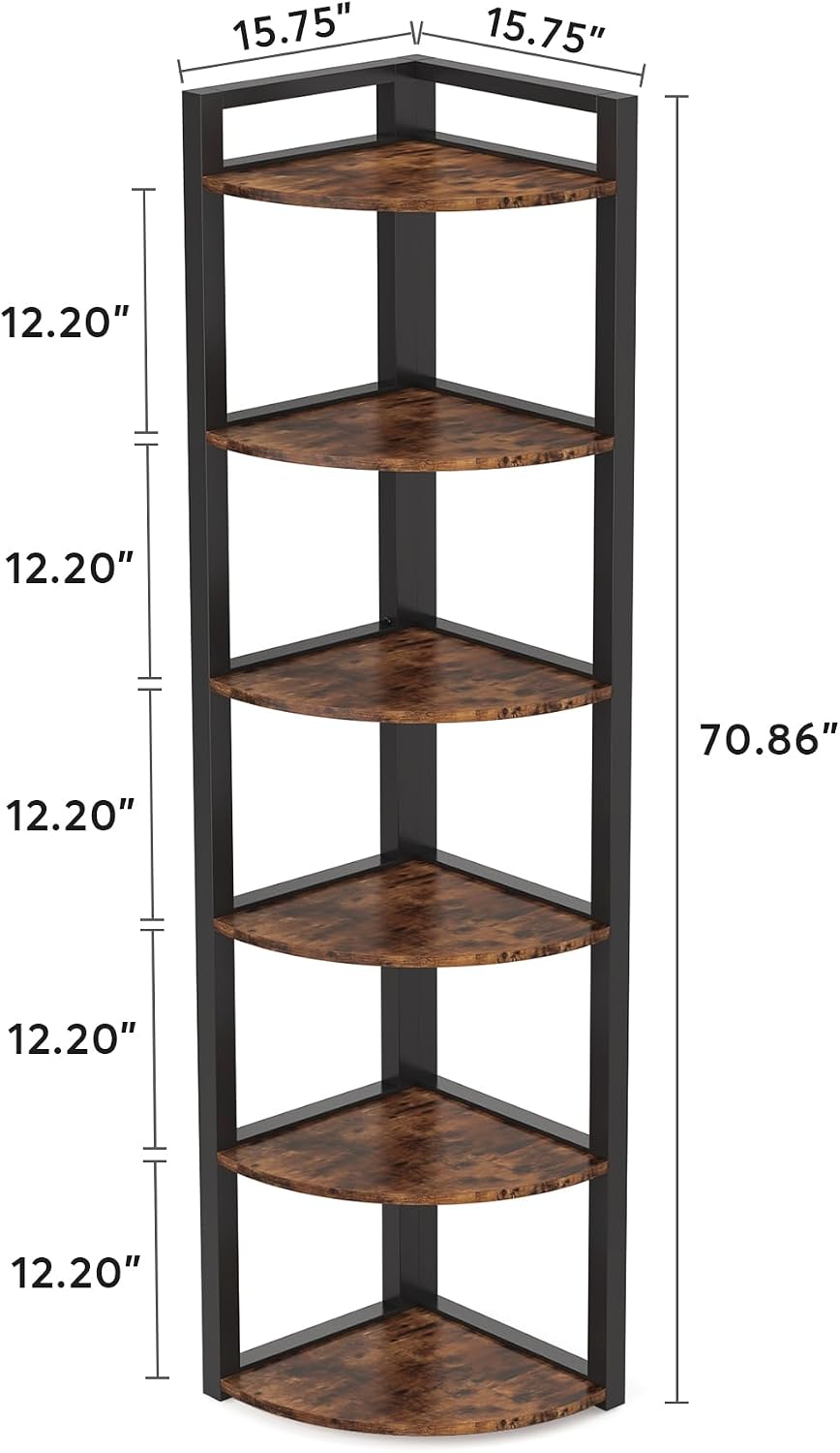 Tribesigns 6 Tier Corner Shelf - Bookcase Wood Shelf 评论和价格