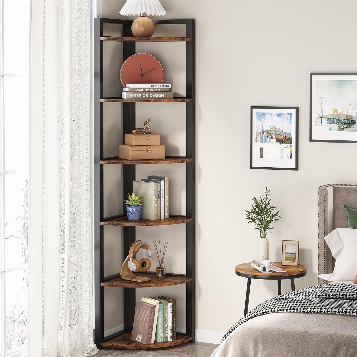 Tribesigns 6 Tier Corner Shelf - Bookcase Wood Shelf 评论和价格
