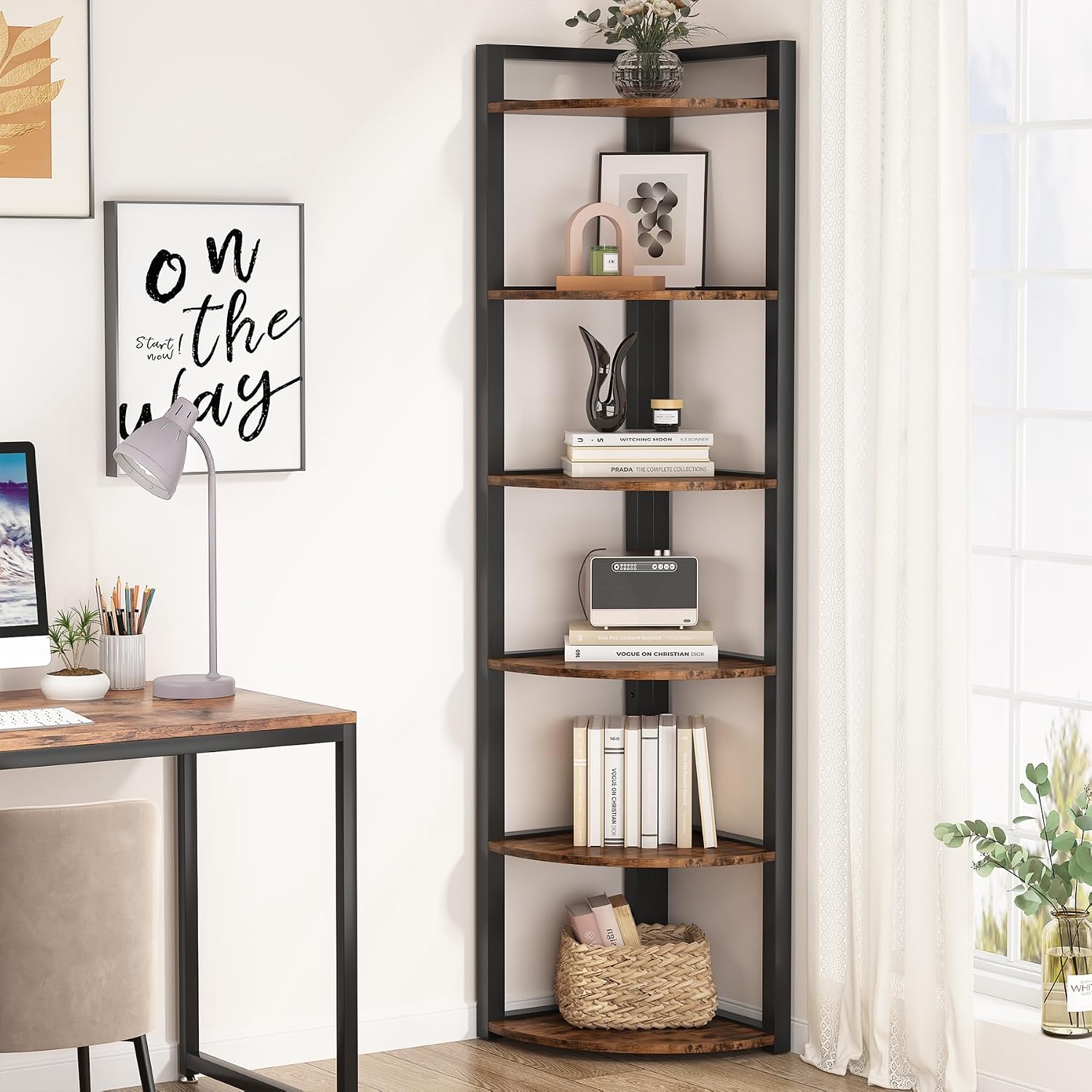 Tribesigns 6 Tier Corner Shelf - Bookcase Wood Shelf 评论和价格