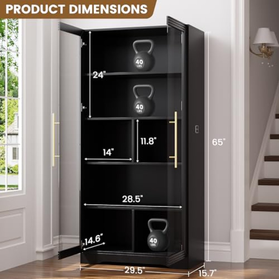 Bookcase with Glass Doors and  - Bookcase Wood Shelf 评论和价格