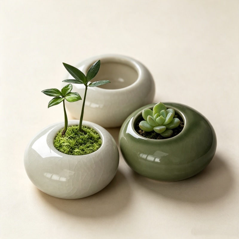 Mini Ice Crack Glazed Plant Po - Plant Desk Mini 评论和价格
