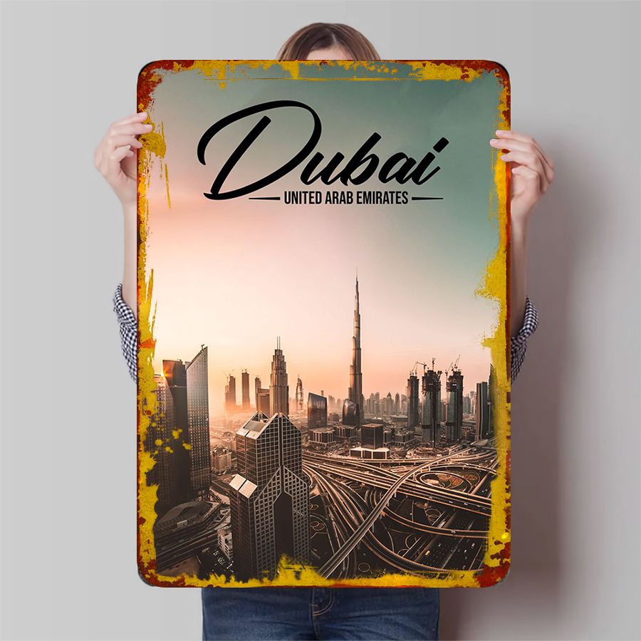Dubai Cityscape Metal Wall Art - Home Office Dubai 评论和价格