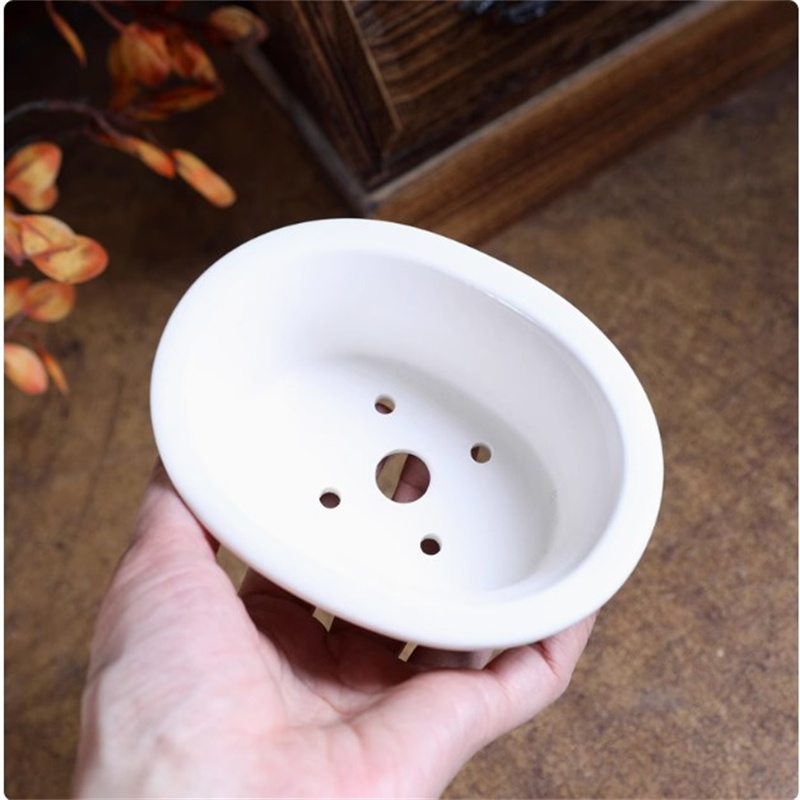 Porcelain White Oval Bonsai Po - Plant Desk Mini 评论和价格