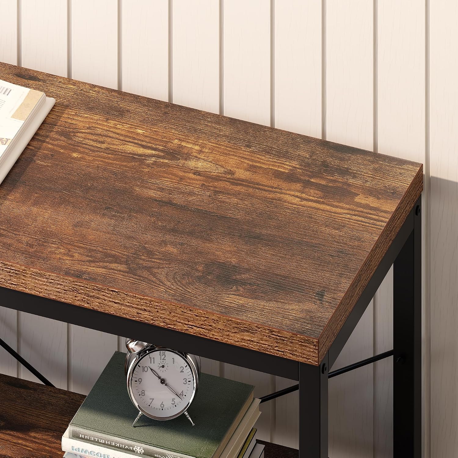 3-Tier Industrial Bookshelf, W - Bookcase Wood Shelf 评论和价格
