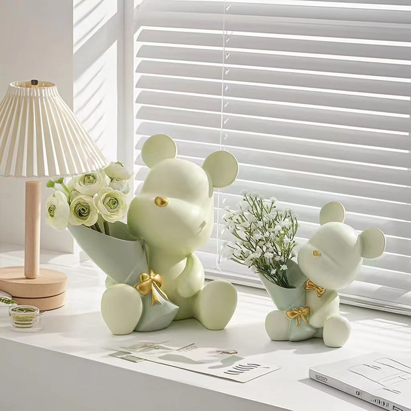 Cute Mini Little Bear Vase Cre - Plant Desk Mini 评论和价格