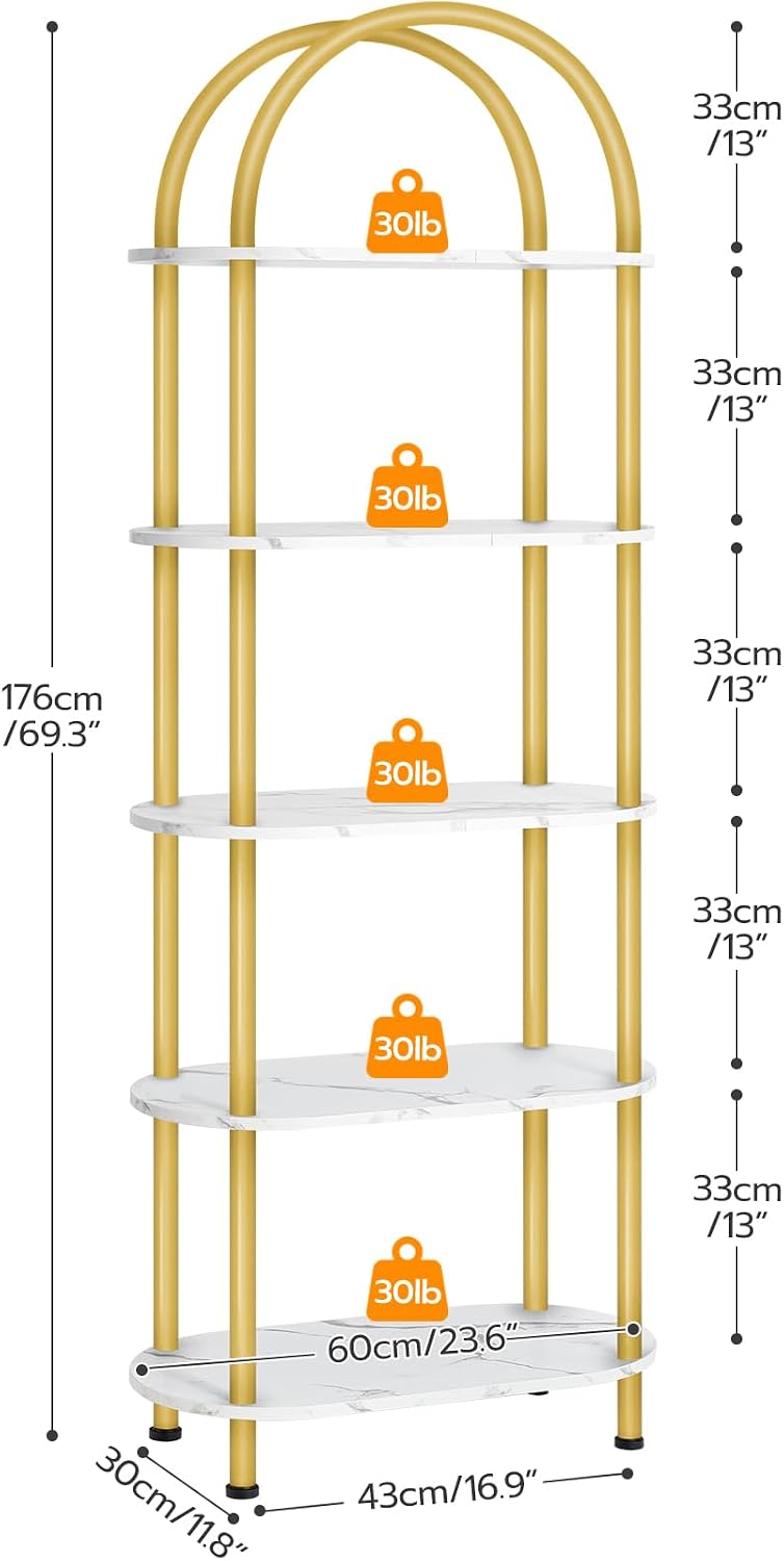 HOOBRO 5 Tier Open Bookshelf,  - Bookcase Wood Shelf 评论和价格