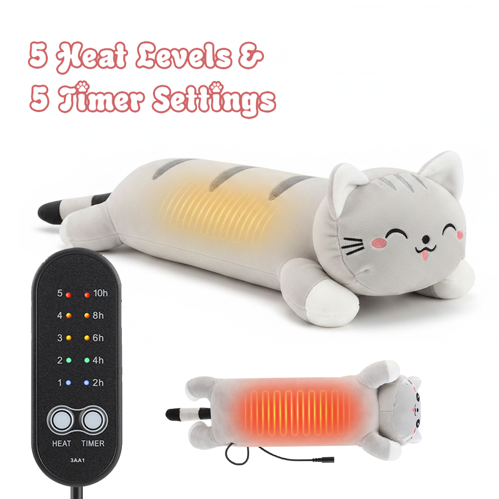 Heated Cat Plush Pillow, USB R - Home Office Cozy 评论和价格