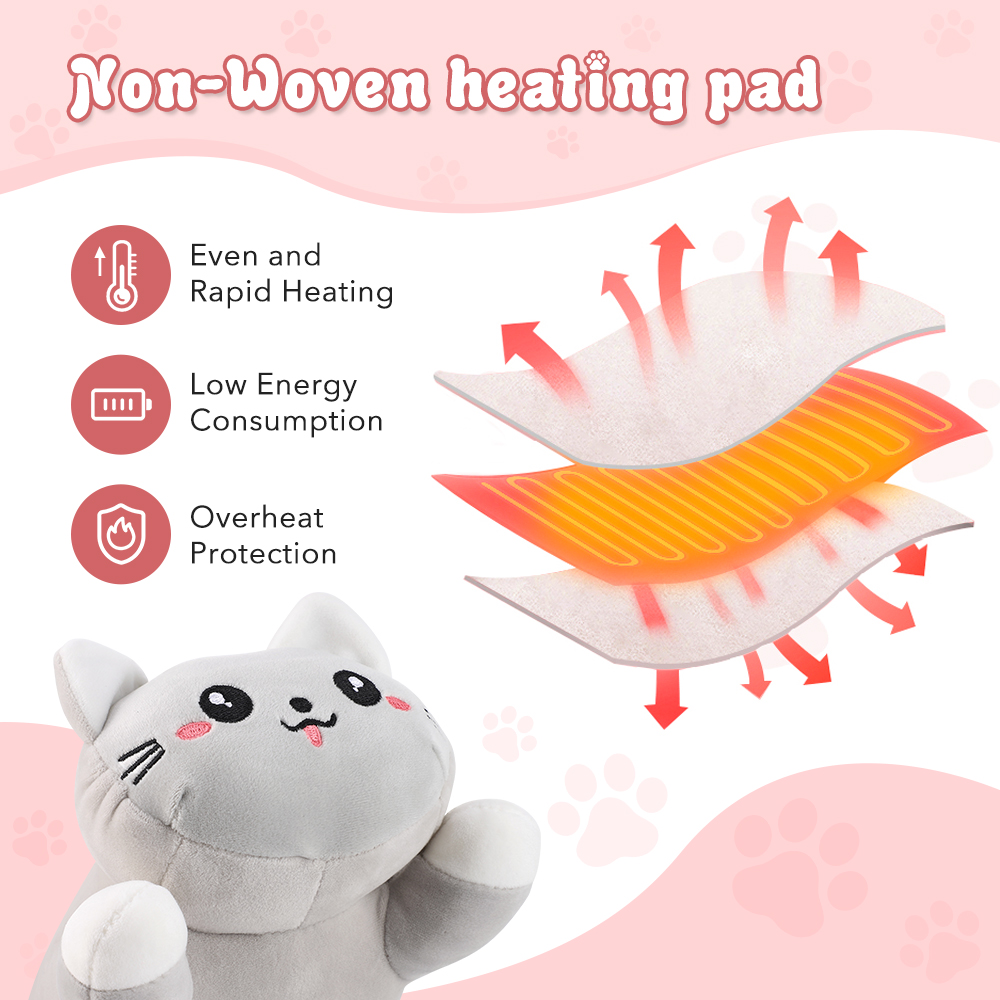 Heated Cat Plush Pillow, USB R - Home Office Cozy 评论和价格