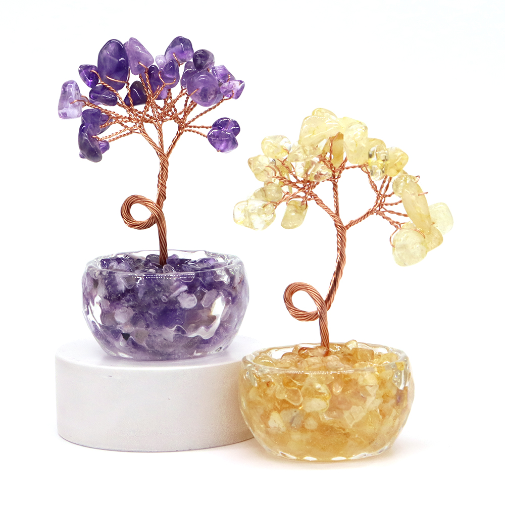 Natural Gemstone Crystal Lucky - Plant Desk Mini 评论和价格