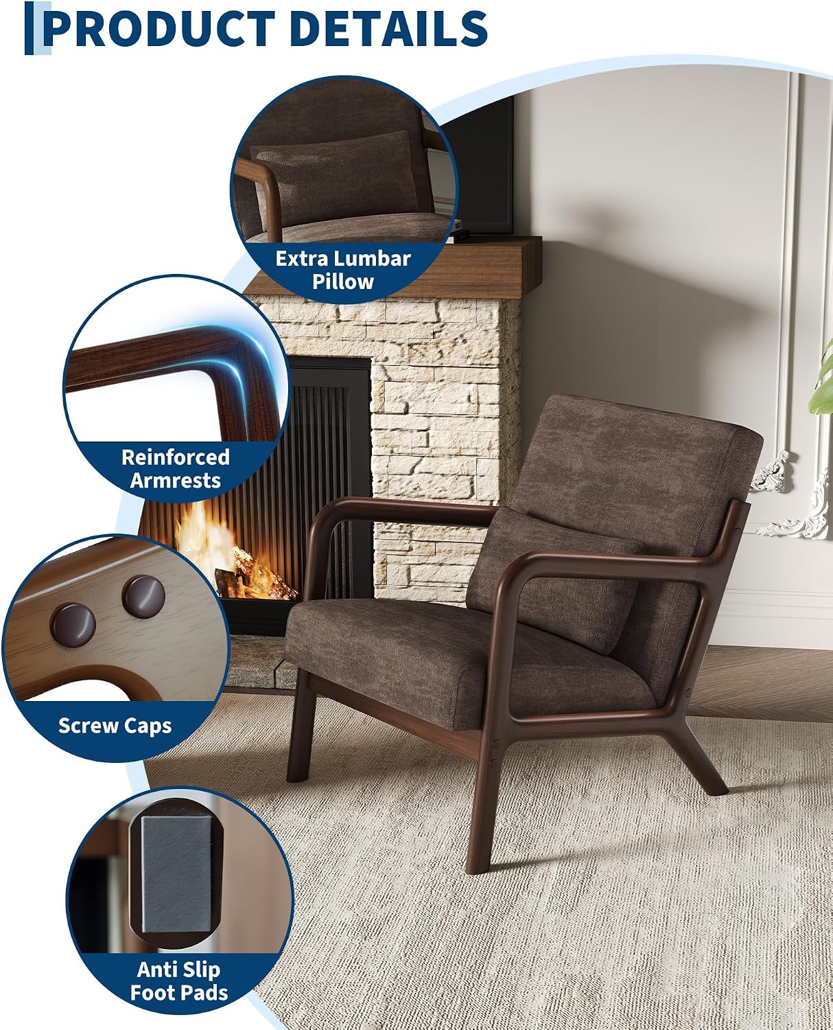 Mid-Century Accent Chair – Uph - Home Office Cozy 评论和价格