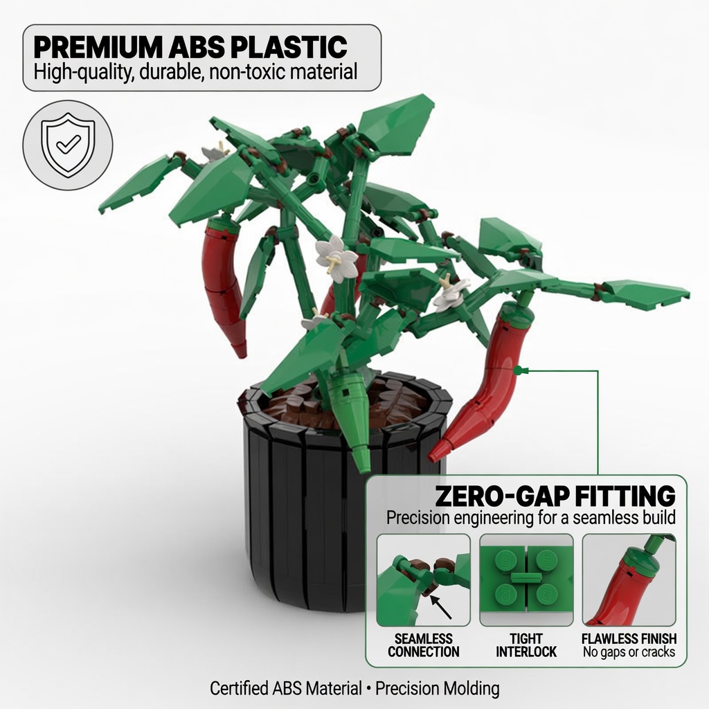 MOC Creative Red Chili Potted  - Home Office Building 评论和价格