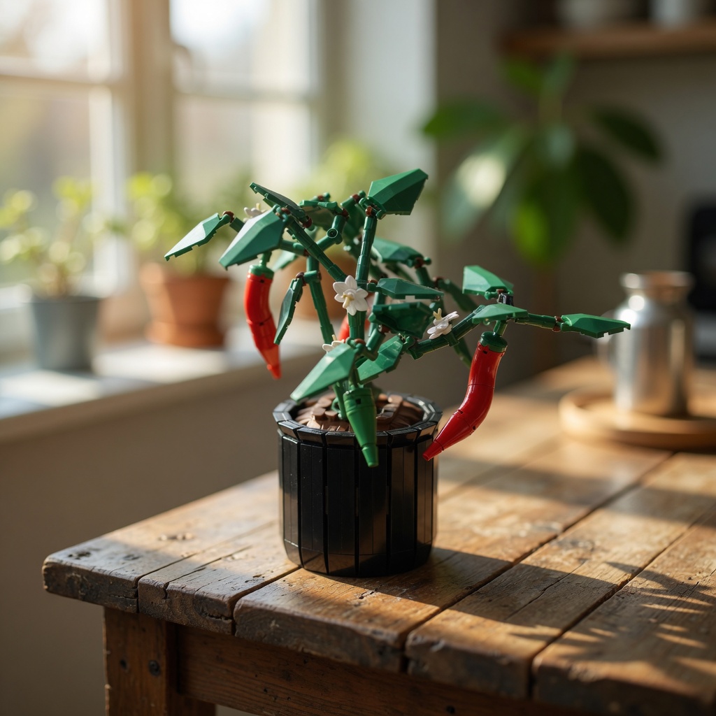 MOC Creative Red Chili Potted  - Home Office Building 评论和价格