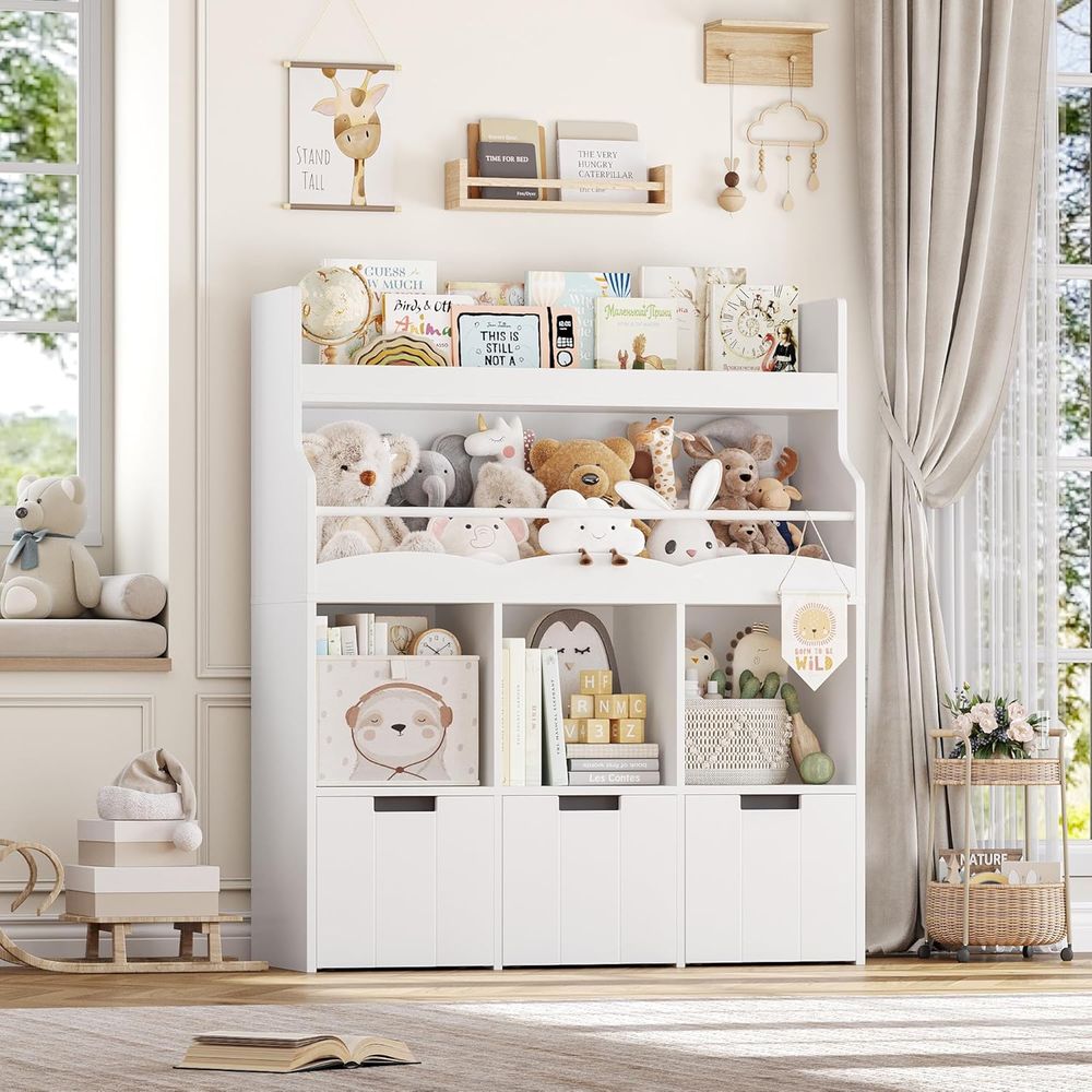 Kids Toy Storage Organizer wit - Bookcase Wood Shelf 评论和价格
