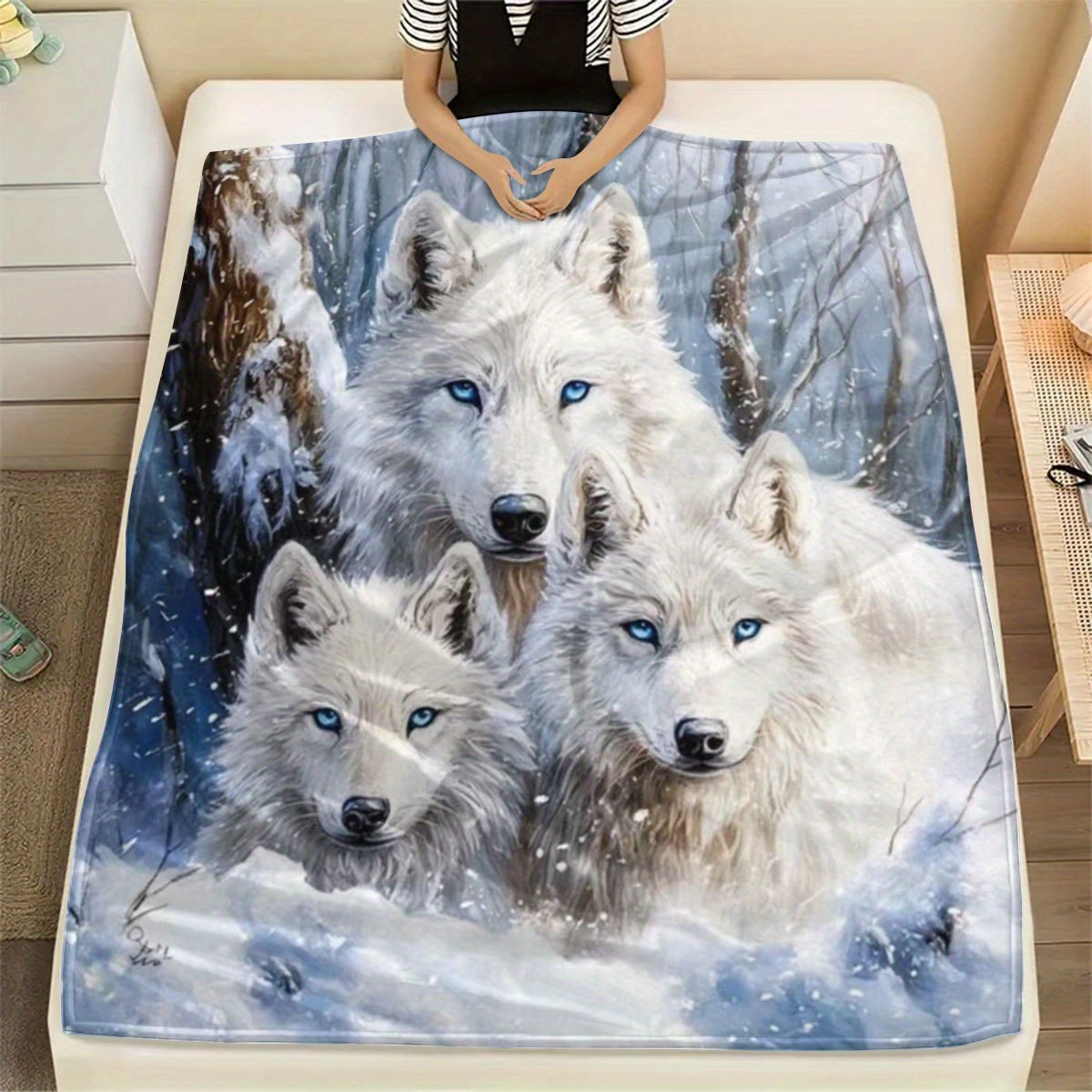 Luxurious Snowy Wolf Pack Wint - Home Office Cozy 评论和价格