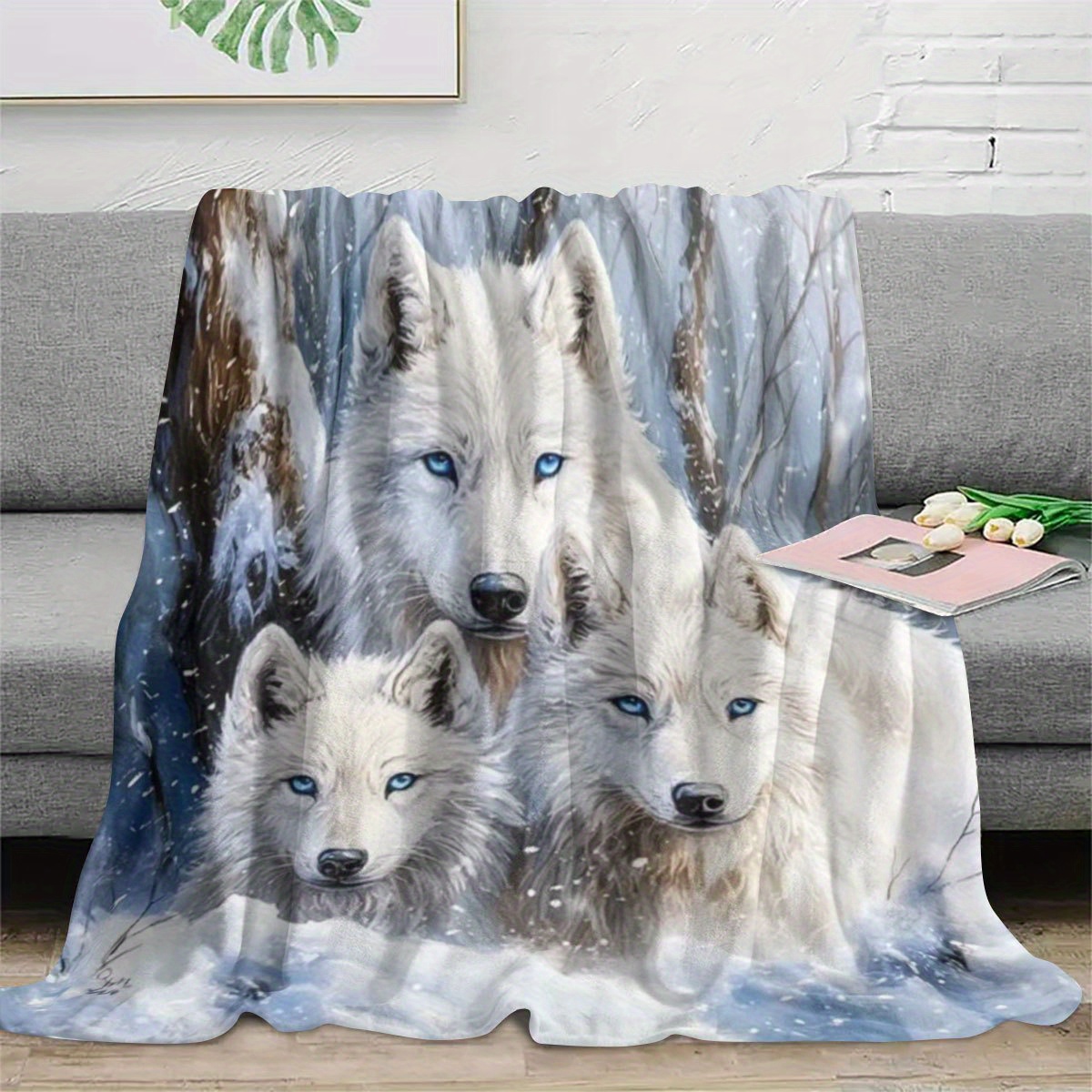 Luxurious Snowy Wolf Pack Wint - Home Office Cozy 评论和价格