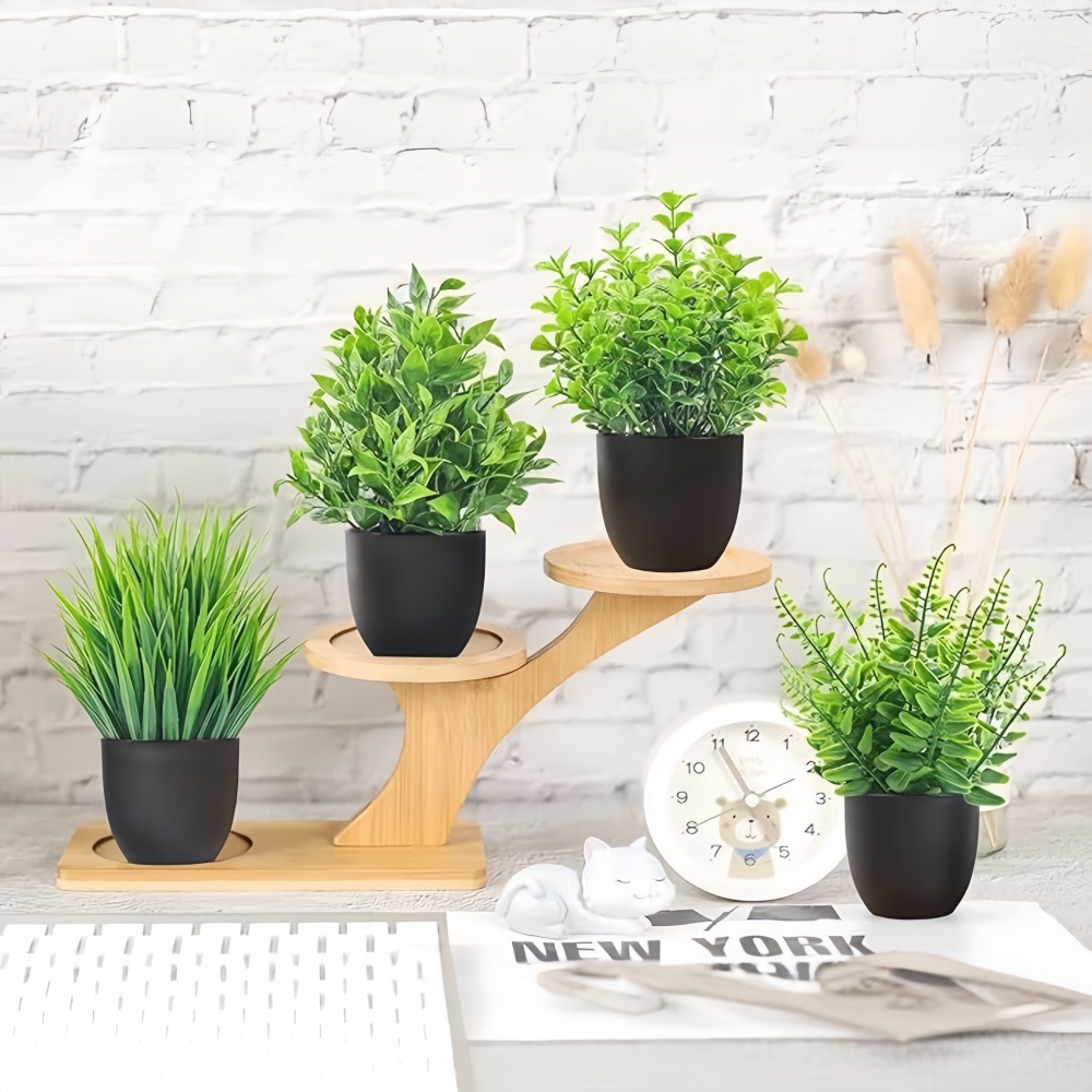 4pcs/set Mini Artificial Plant - Plant Desk Mini 评论和价格