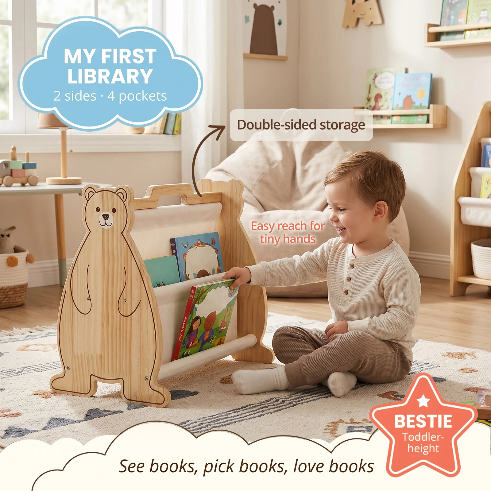 Children's Bookcase Display Do - Bookcase Wood Shelf 评论和价格