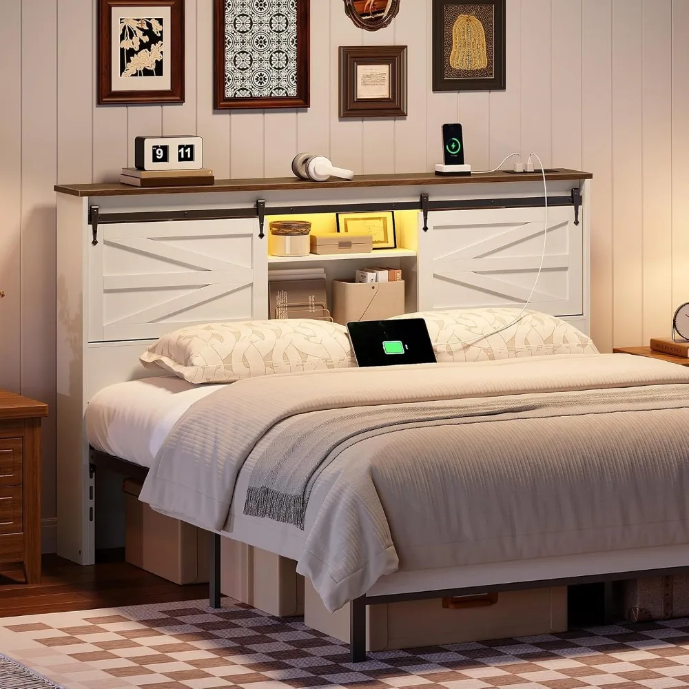 Queen Headboard With Storage S - Bookcase Wood Shelf 评论和价格