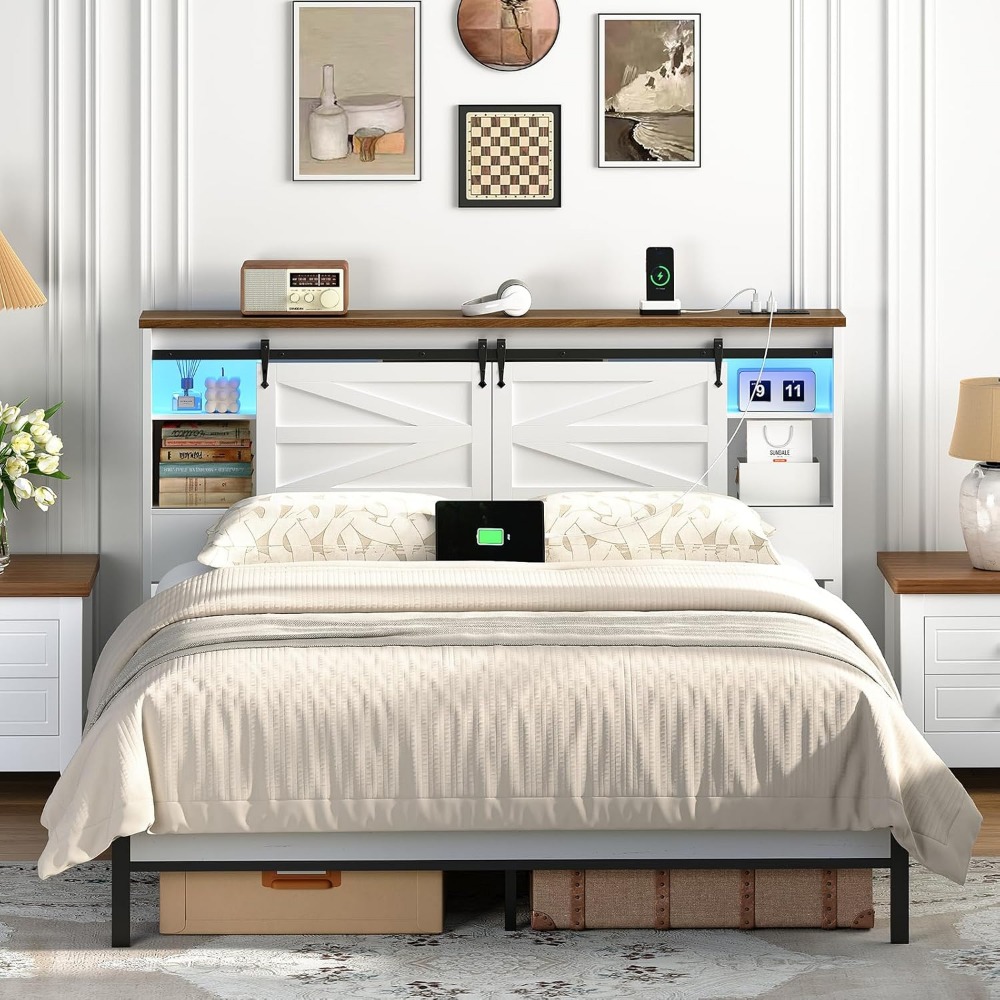Queen Headboard With Storage S - Bookcase Wood Shelf 评论和价格