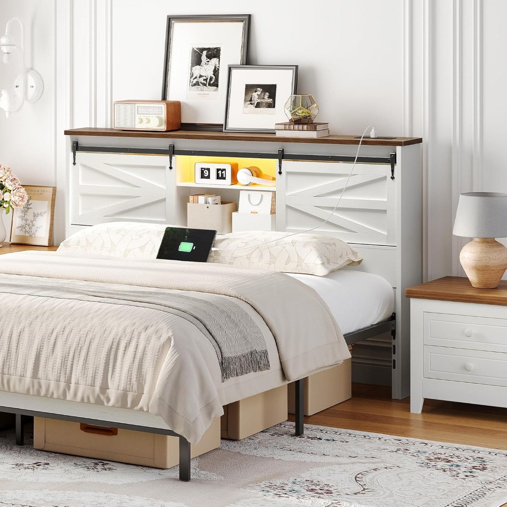 Queen Headboard With Storage S - Bookcase Wood Shelf 评论和价格